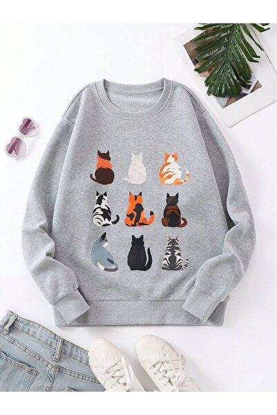 Kids سترة أطفال شتوية من Nine Cats مطبوع للجنسين باللون الرمادي