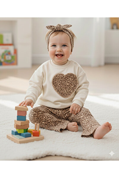 MeaShop Baby Girl Leopard Patterned Bandana Flared Leggings Bottom Top Set