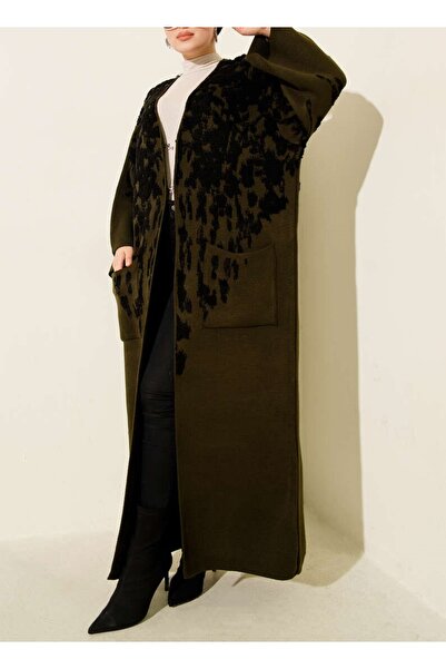Burcia Embossed Patterned Knitwear Long Cardigan