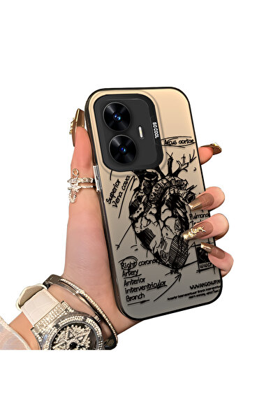 ucuc حافظة مضادة للسقوط من السيليكون المتوافقة مع هاتف Realme C55، ذات نمط إب...