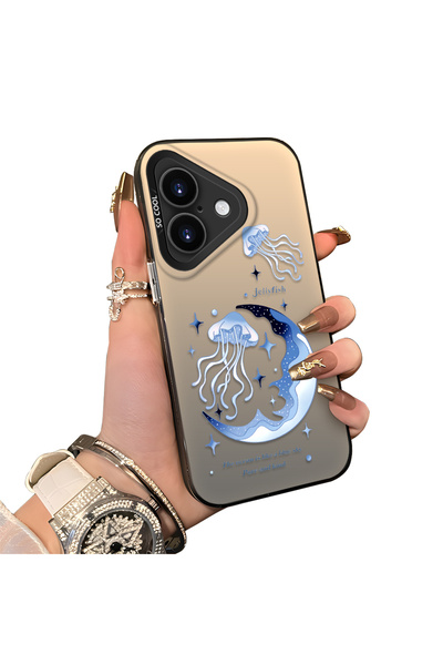 ucuc حافظة مضادة للسقوط من السيليكون المتوافقة مع هاتف iPhone 16، بنمط سمكة إ...