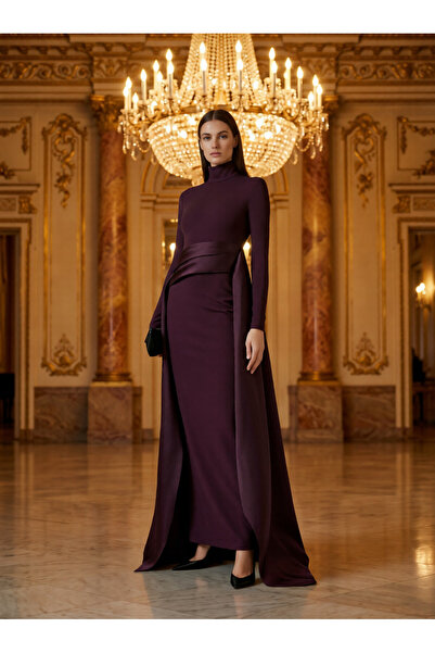 Zarkasha royal burgundy evening dress