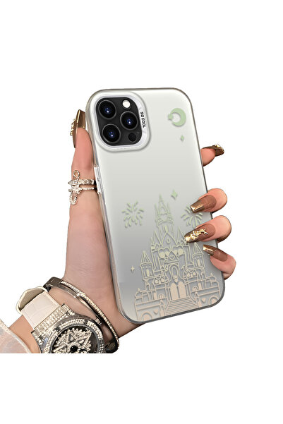 ucuc iPhone 15 Pro Compatible Silicone Edge Hard Back Anti-Fall Castle Patter...