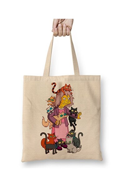 Toyaso Cats Kediler Cat Annesi Cats Mom White Cloth Bag Long Handle Shopping ...