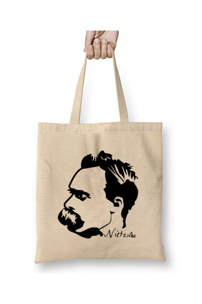 Toyaso حقيبة تسوق من القماش الأبيض من فريدريش نيتشه بمقبض طويل وحقيبة للشاطئ