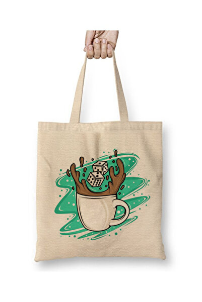 Toyaso Backgammon Dice Coffee Cup Tote Bag Long Handle Shopping Bag Beach Bag