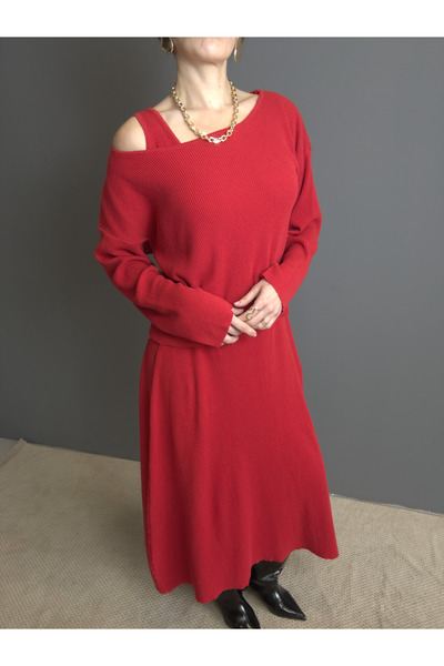 GND Women's 100% Cotton Knitwear Dress-Blouse Two-Piece Set