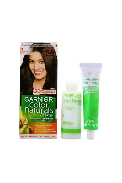 Garnier كريم كولور ناتشورالز، صبغة شعر دائمة مغذية، رمز 3 - بني داكن