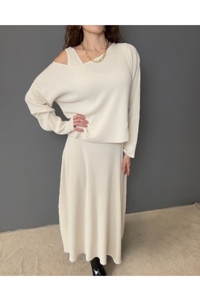 GND Women's 100% Cotton Knitwear Dress-Blouse Two-Piece Set