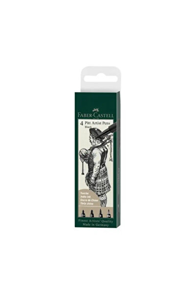 Faber Castell 4 Pitt India Ink Artist Pen Black With 1.5mm, C-Calligraphy Nib...