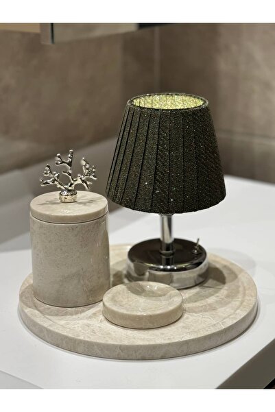 Maison Avf Yeşil Velvet Glow Kablosuz Pilli Masa Lambası - Alt Gümüş