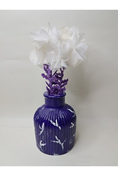 limitsizalisveris Yapay Çiçekli Dekoratif Mor Vazo Hediyelik Süs Eşyası