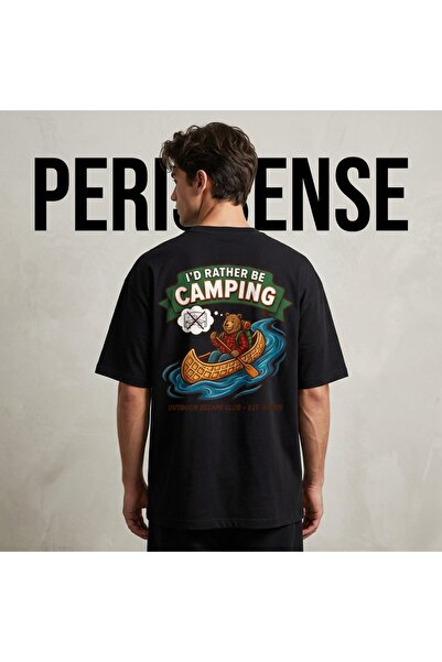 YRN COLLECTION Unisex I'D Rather Be Camping Printed Premium Combed Cotton Ove...