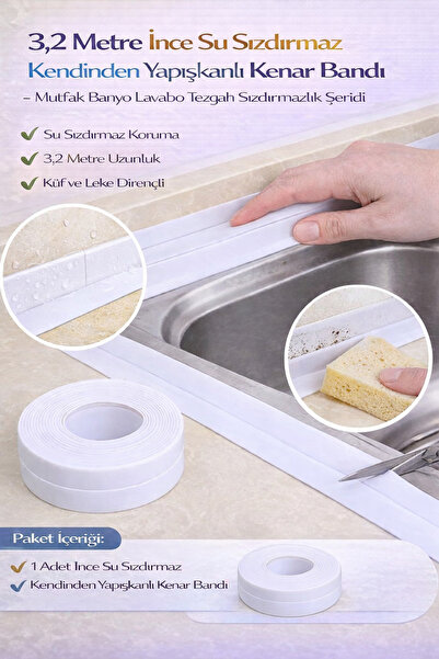 Hane Dostu 320 Cm İnce Su Sızdırmaz Kendinden Yapışkanlı Kenar Bandı – Mutfak...