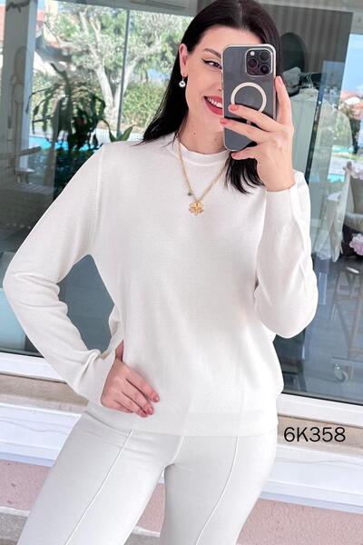 İnce Topuk Crew Neck Mercerized Knitwear Blouse 6K358