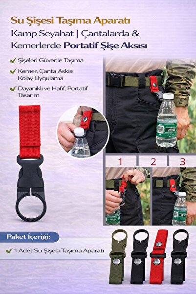 Hane Dostu Portatif Su Şişesi Taşıma Aparatı – Kamp Outdoor Kemer & Çanta Uyu...
