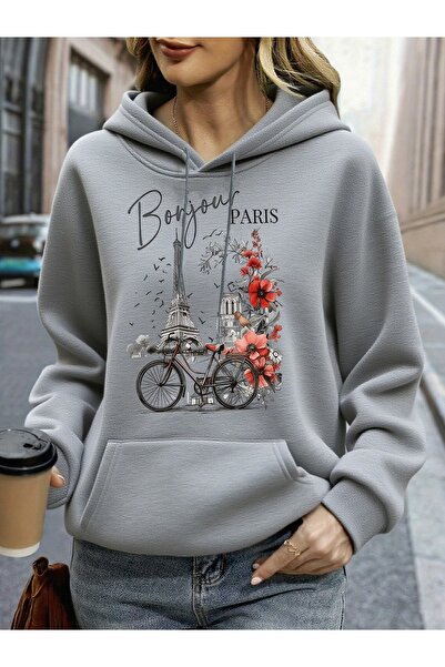 ship master Unisex Oversize Φούτερ με Κουκούλα – Τυπωμένο Καθημερινό Άνετο Φο...