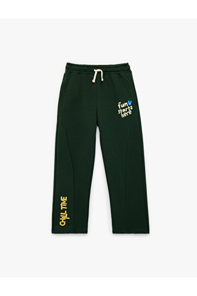 Koton Tie-Waist Printed Detailed Pocketed Sweatpants