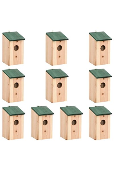 vidaxl Bird Houses 10 pcs Solid Firwood 12x12x22 cm