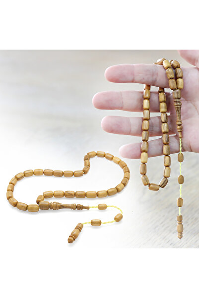 Tesbihane سبحة من خشب الزيتون - قطعة فنية - منظمة - صناعة يدوية - لون أصفر - ...