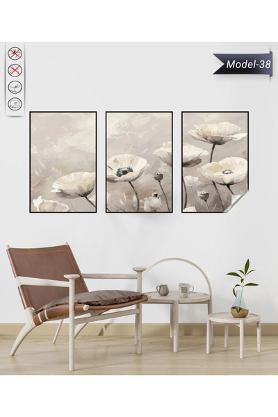 Akıllı Kağıt Statik Tutunma Özellikli Tablo - Poster Çiçek (Model- 38)