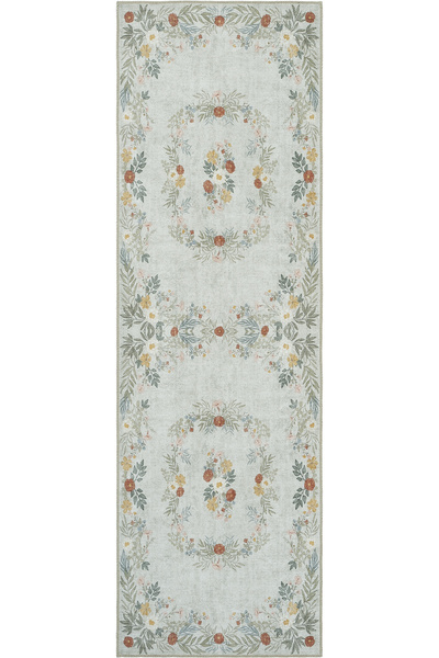 Cool Halı Florence Krem Yeşil Renkli Koridor Çiçekli Tasarım Bohem İnce Yıkan...