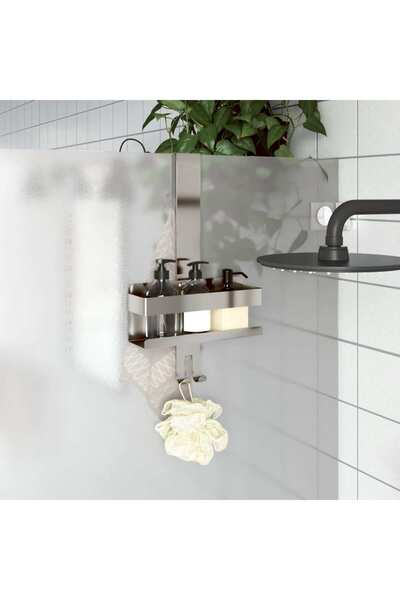 vidaxl رف معلق للاستحمام من الفولاذ المقاوم للصدأ المصقول 304