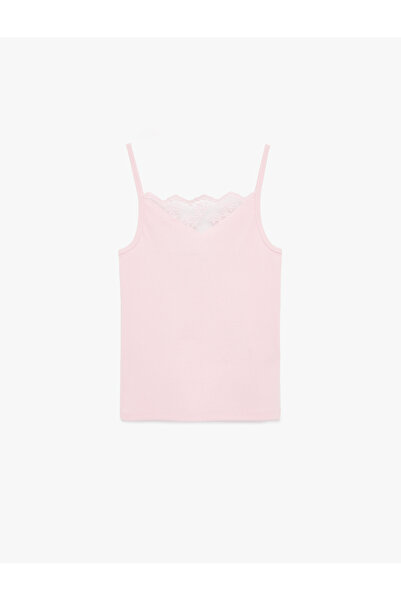 Koton Cotton Rope Strap Lace Detailed S Slim Fit Sleeveless Undershirt