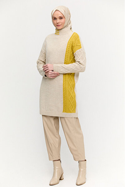 Setrms Çift Renkli Oversize Triko Tunik