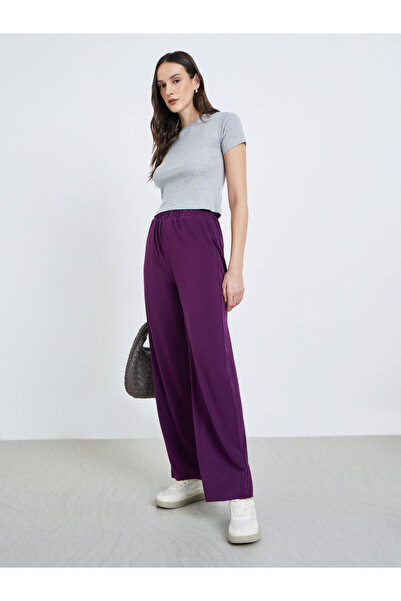 Styli Women Purple Wide Leg Pants