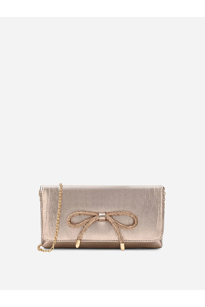 Lavie By Styli Women Gold Bow Clutch with Chain Strap