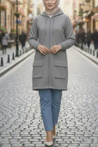 BYBIYIK KADIN KAPŞONLU CEP DETAYLI CEKET