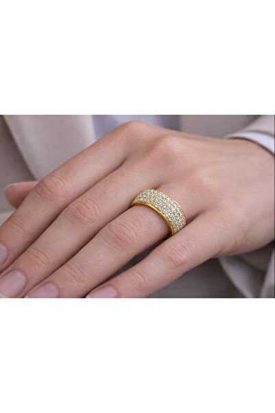 BY YASİN TOPÇU 💍   خاتم مرصع بالأحجار اللامعة مع تفاصيل ذهبية - مقاس 17 ✨ 💎