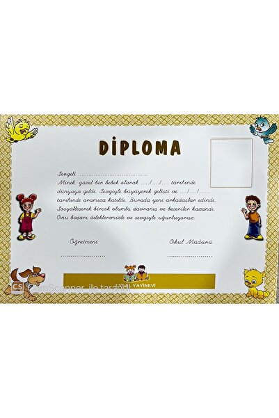 Uysal Yayınevi Anaokulu Diploması A4 Boyutunda Kişiselleştirilebilir 5 Adet