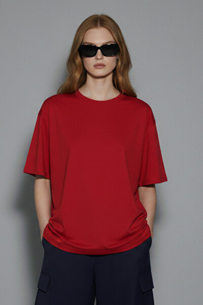 Softandbasic Women's 100% Organic Cotton Oversize Fit Basic Round Neck T-Shirt