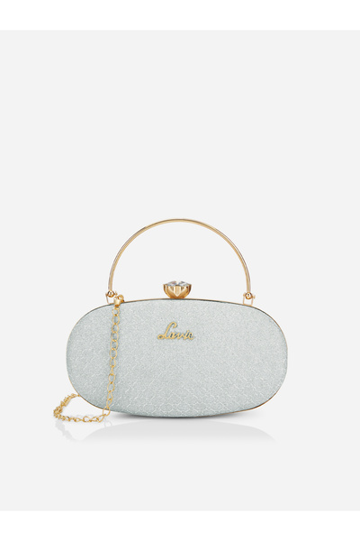 Lavie By Styli Women Silver Clutch Bag with Top Handle