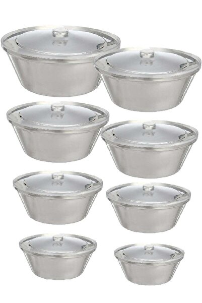 saif Set of 8 Conical Aluminum Pots Size 16/18/20/22/24/26/28/30 cm