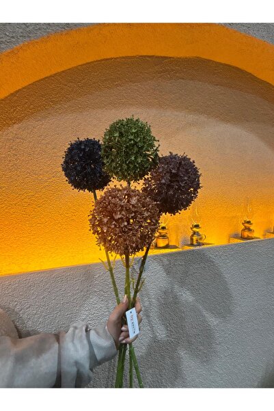 Ekodoğa 4 adet yapay çiçek allium dal, dekor yapay çiçekler çok gerçek, 70 cm...