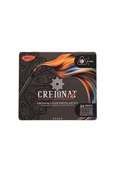 Daco Colored Pencils, 24 Colors, Metal Box, 4 mm Lead, For School and Drawing