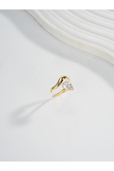 Take Two By Styli خاتم نسائي مرصع بأحجار الراين على شكل دمعة