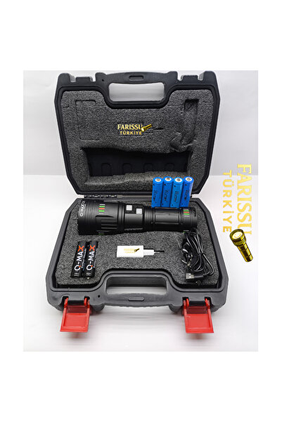 farissu Uzun Menzilli Profesyonel El Feneri 80W 8000 Lümen Powerbank Özellikl...