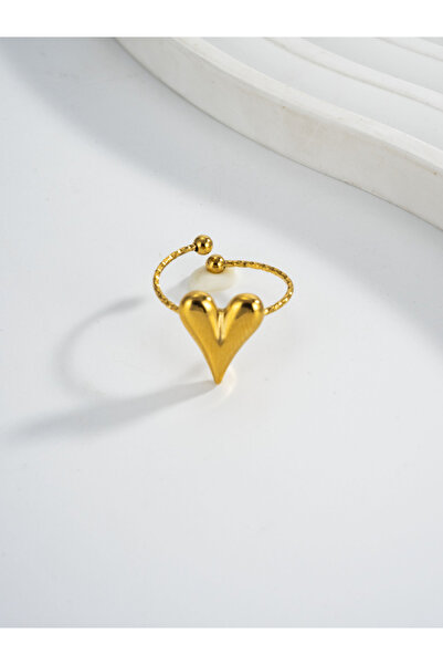 Take Two By Styli Women Gold Heart-Shaped Ring