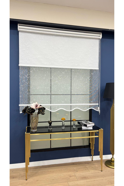 VOLPER MEKANİK VP1930 Çift Mekanizmalı Benekli Tül Ve Stor Perde Kırık Beyaz