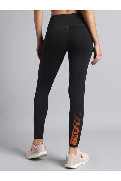 Cult By Styli Women Black Yoga Flow Cotton Graphic Leggings