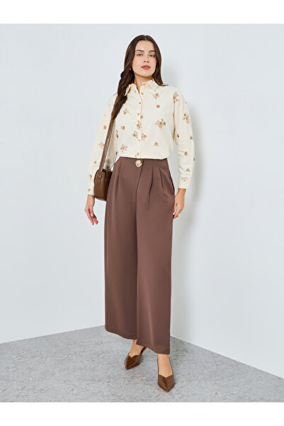 Styli Women Brown Wide Leg Pants