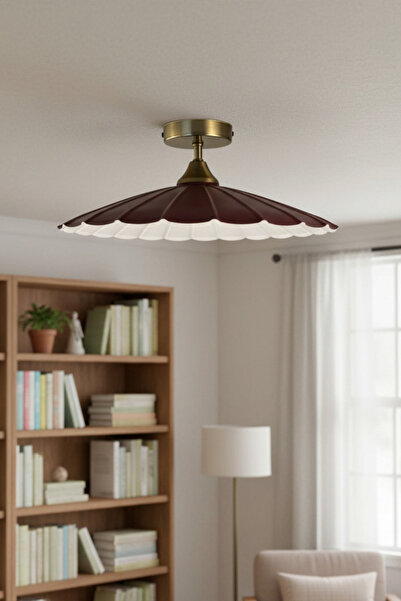 Bamyum Risso Vişne Çürüğü Metal Büyük Avize Piramit Plafonyer Başlık Tekli Ru...