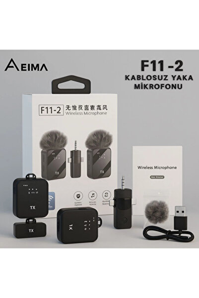 EİMA ميكروفون لاسلكي مزدوج F11-2 من نوع لافالير |   2 × TX |   مانع الضوضاء |...