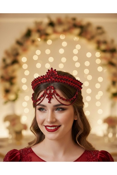 Çınar Aksesuar Coroană de mireasă din piatră de zircon premium - Coroană de h...