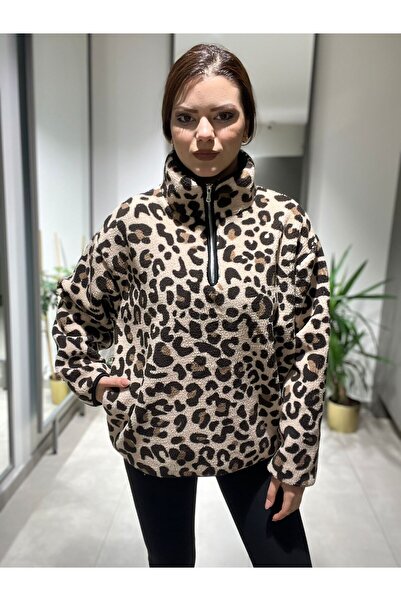 Volans Moda 22808 LEOPAR DESEN POLAR SWEATSHIRT