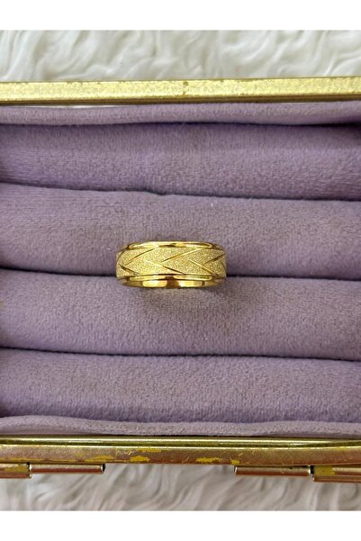 BY YASİN TOPÇU 💍   خاتم ذهبي اللون ذو شريط متقاطع - مقاس 18 ✨